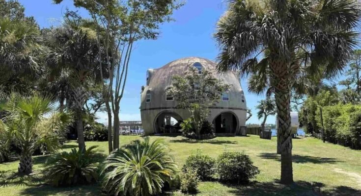 The concrete “ball” house on the beach looks like it’s part of a “Star Wars” set