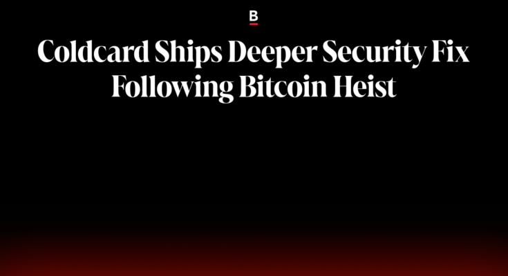 Coldcard offers deeper security fix after Bitcoin theft