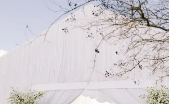 A Cloud Dancer white cocktail tent unfolded in full color: the 2026 Telfair Ball